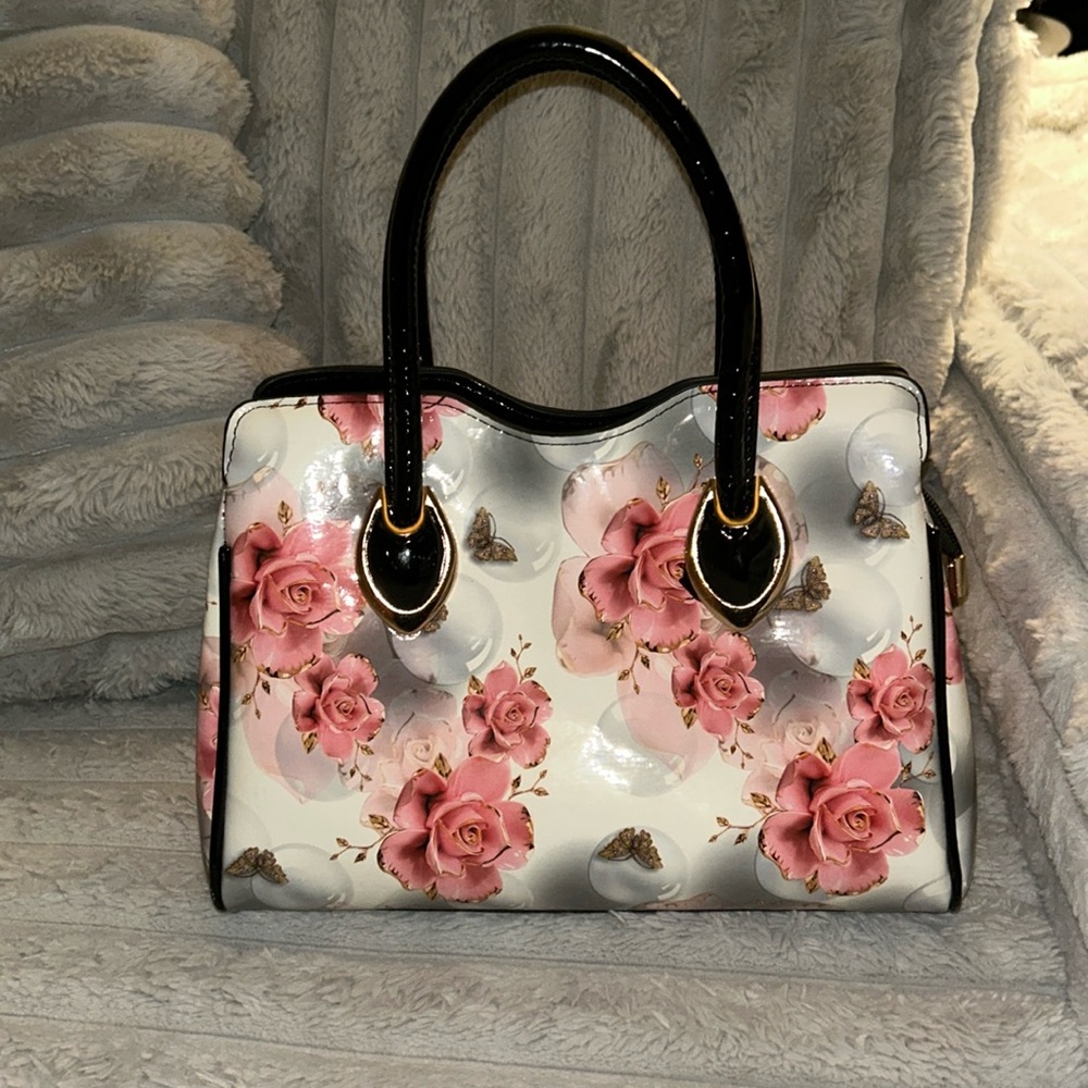 Beautiful Floral print PU Leather handbag